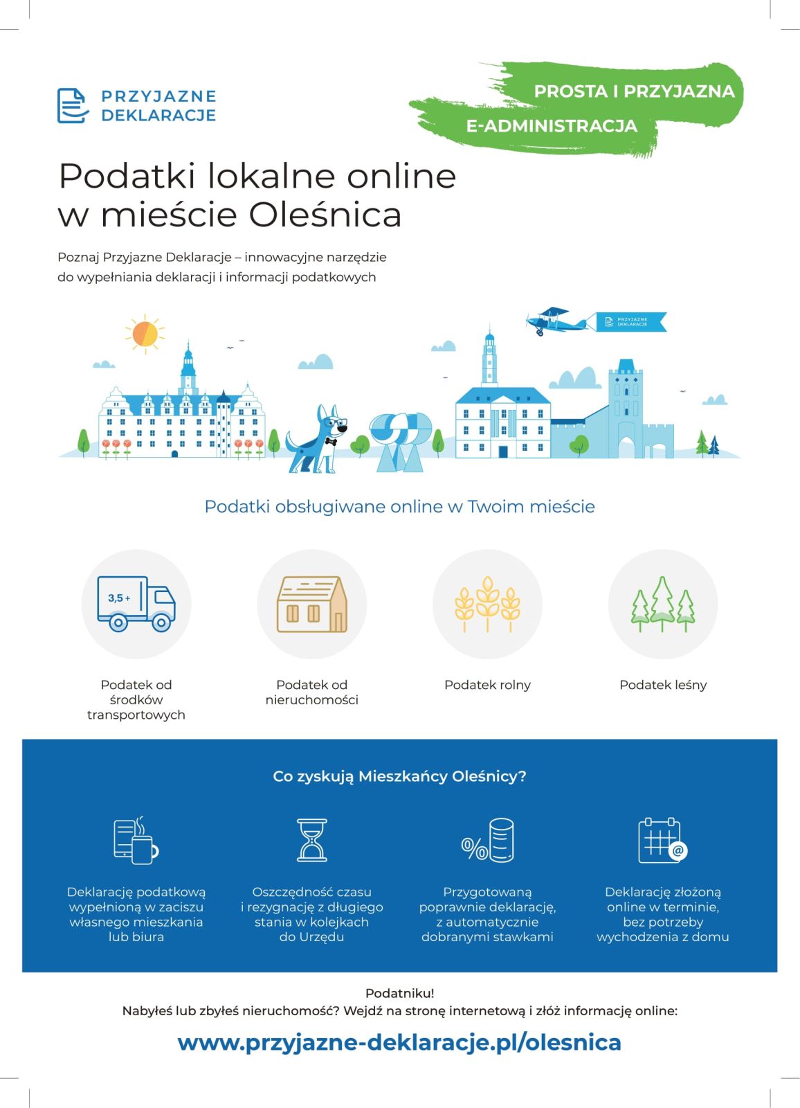 Plakat z informacjami o możliwościach złożenia deklaracji podatkowej - transkrypcja dostępna poniżej