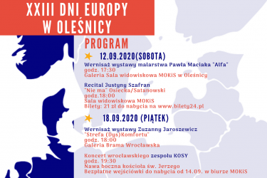 Miejski Ośrodek Kultury i Sztuki w Oleśnicy zaprasza na XXIII Dni Europy