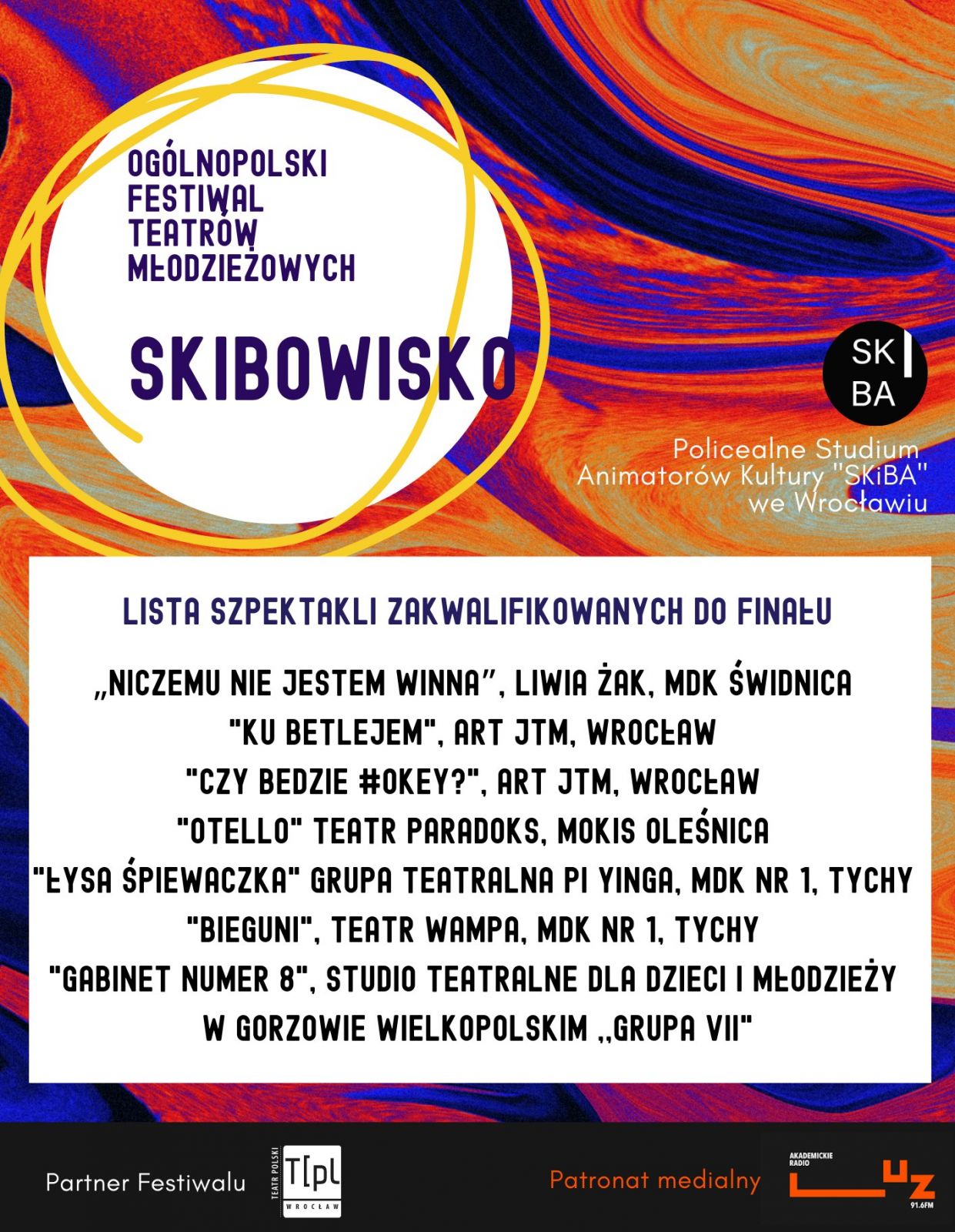 plakat mówiący, że przedstawienie otelo dostało się do finału festiwalu plakat mówiący, że przedstawienie otelo dostało się do finału festiwalu