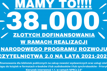 Oleśnicka Biblioteka Publiczna im. Mikołaja Reja otrzymała dofinansowanie w kwocie 38 000 zł