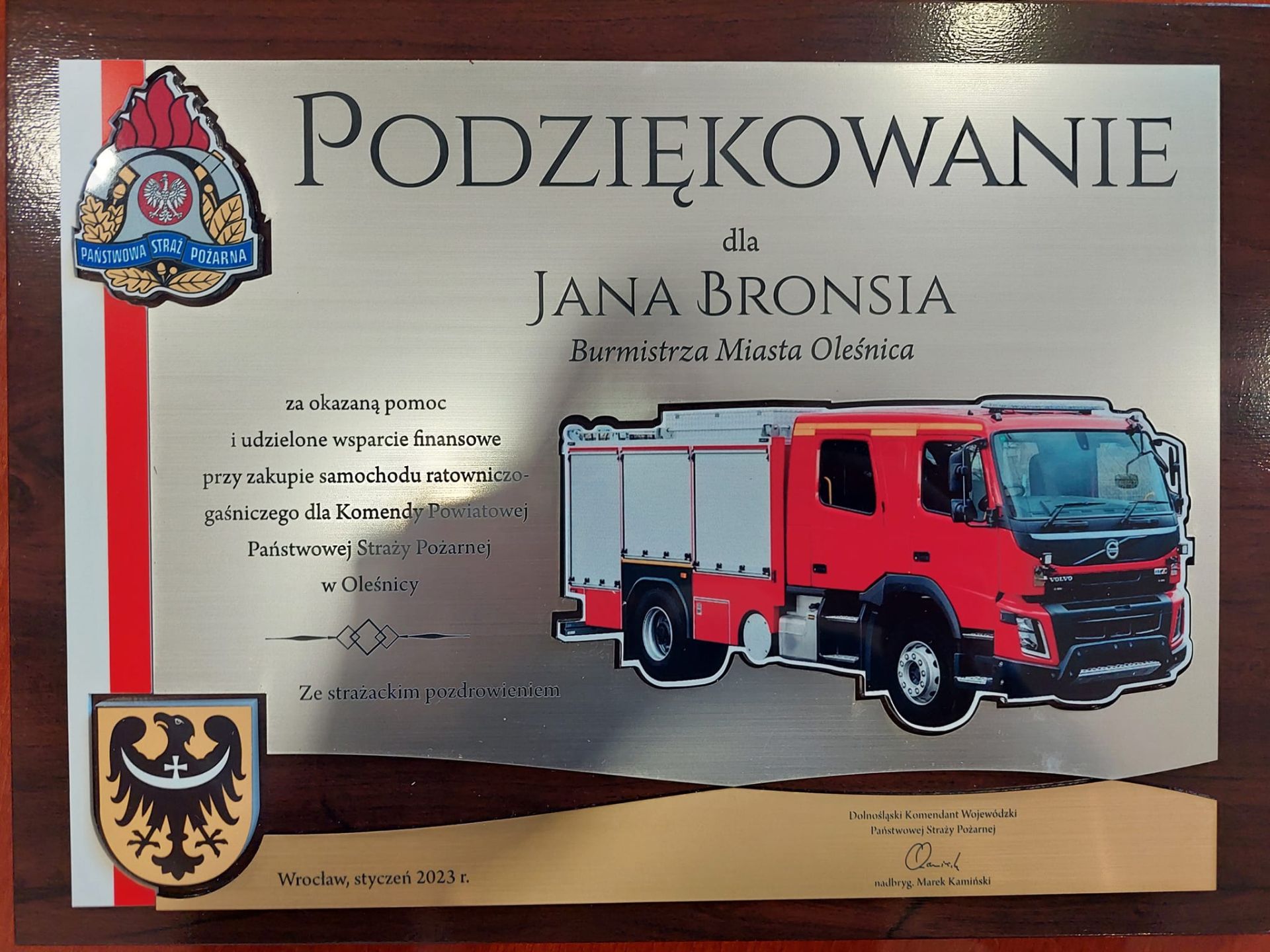 podziękowanie dla Burmistrza podziękowanie dla Burmistrza