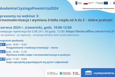BEZPŁATNE SPOTKANIE DLA CHĘTNYCH z programu Czyste Powietrze - wymiana źródła ciepła i termomodernizacja w praktyce 