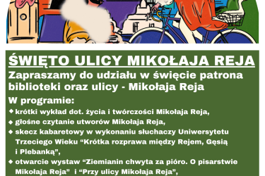  Święta Ulicy Mikołaja Reja już w najbliższą niedzielę w bibliotece