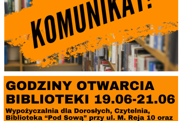 Godziny otwarcia biblioteki w najbliższy weekend!
