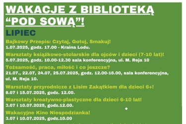 Ruszyły zapisy na wakacyjne zajęcia w Bibliotece "Pod Sową" w lipcu!