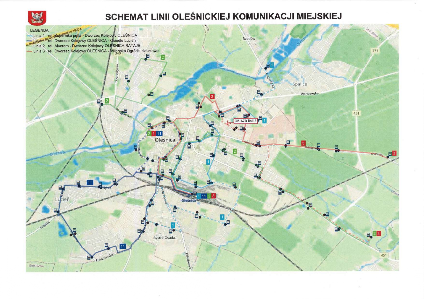 Zmiana trasy linii autobusowej nr 3 i uruchomienie przystanków tymczasowych w związku z zamknięciem skrzyżowania ul. Podchorążych z ul. Kopernika